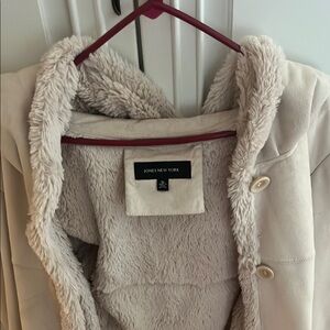 Jones New York Cream Teddy Jacket Plush Insulation